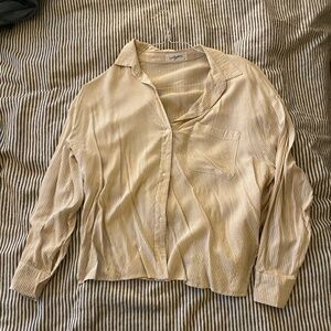 Carly Jean Los Angeles Beige Striped Button Down Shirt